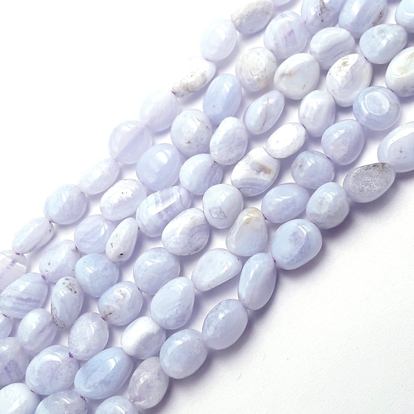 Blue Lace Agate Irregular Pebble Nugget Beads Approx 8x12mm 15.5" Strand