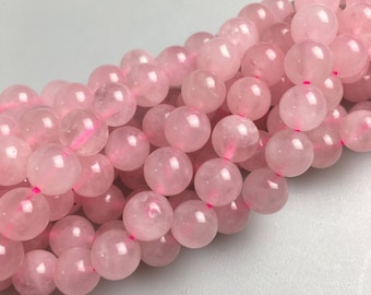 Total 5 Strands of 18 Inches In The Lot SKU#156477 Rose Quartz Smooth Oval Shape Beads Natural Rose Quartz Gemstone Beads 8-11mm