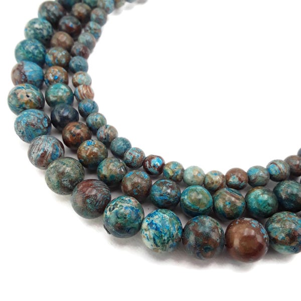 2.0mm Hole Blue Calsilica Jasper Smooth Round Beads 6mm 8mm 10mm 15.5" Strand