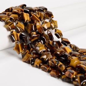 Natural Yellow Tiger Eye Five-Pointed Star Shape Beads Size 15mm 15.5'' Strand