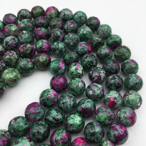 Natural Ruby Zoisite Gemstone Faceted Round Beads 15.5'' 4mm 6mm 8mm 10mm 12mm Natural Ruby Zoisite Gemstone Faceted Round Beads 15.5'' 4mm 6mm 8mm 10mm 12mm