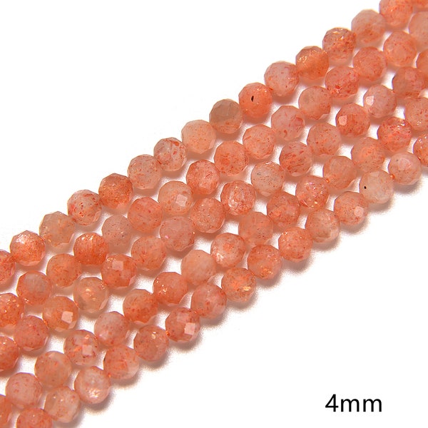 Natural Sunstone Lepidocrocite Faceted Round Beads 2.5mm 4mm 5mm 15.5" Strand