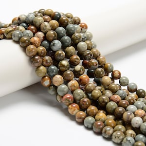 Natural Dark Color Ocean Jasper Smooth Round Beads Size 6mm 8mm 10mm 15.5&#39;&#39; Strd