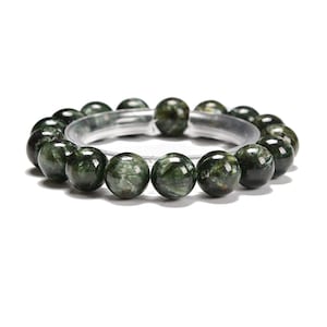 Seraphinite Smooth Round Beaded Bracelet Beads Size 10mm - 14mm 7.5 &#39;&#39; Length