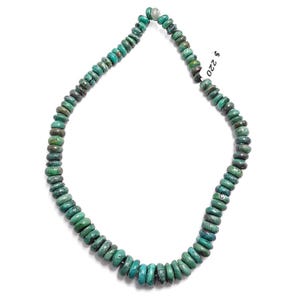 Genuine Blue Green Turquoise Graduated Smooth Rondelle Beads 8-14mm 15.5&quot; Strd