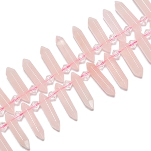 Rose Quartz Graduated Top Drill Faceted Points Beads Size 6x20-6x25mm 15.5'' Str