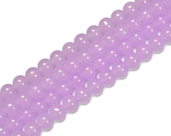 Light Purple Crystal Glass Smooth Round Beads Size 6mm 8mm 10mm 15.5" Strand