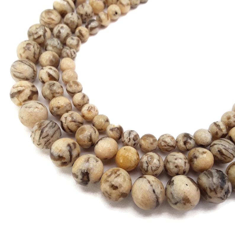 Brown Zebradorite Feldspar Smooth Round Beads 6mm 8mm 10mm 15.5" Strand image 1