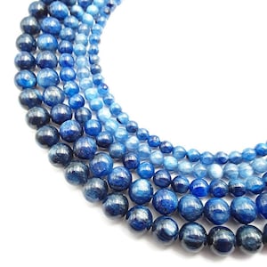 Natural Blue Kyanite Smooth Round Beads 5mm 6mm 8mm 9mm 10mm 15.5&quot; Strand
