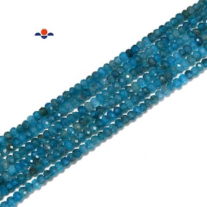 Natural Blue Apatite Faceted Rondelle Beads 2x3mm 3x4mm 3x5mm 15.5&quot; Strand