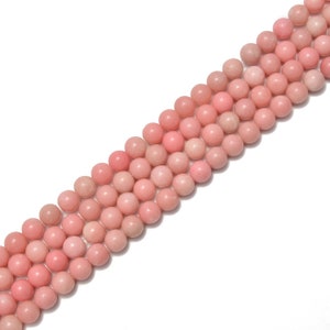 Natural Pink Opal Smooth Round Beads Size 6mm 8mm 10mm 15.5 '' Strand