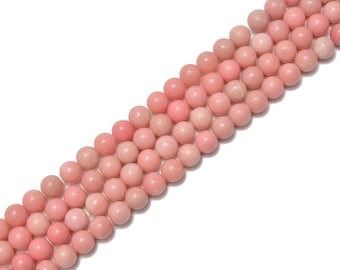 Natural Pink Opal Smooth Round Beads Size 6mm 8mm 10mm 15.5 '' Strand