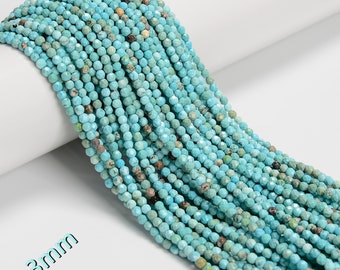 Blue Turquoise Faceted Round Beads Size 2mm 3mm 15.5'' Strand