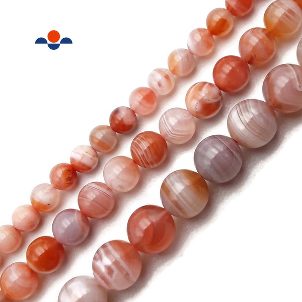 Natural Red Botswana Agate Smooth Round Beads 6mm 8mm 10mm 15.5'' Strand