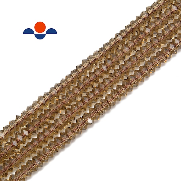 Smoky Brown K9 Crystal Glass Faceted Rondelle Beads 3x6mm 15.5" Strand