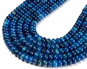 Natural Apatite Smooth Rondelle Beads 4x6mm 5x8mm 6x10mm 6x12mm 10x16mm 15.5" Strand