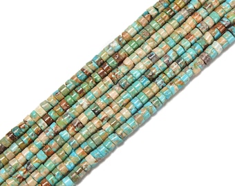 Natural Genuine Turquoise Heishi Disc Beads Size 2x3mm 2x4mm 15.5'' Strand