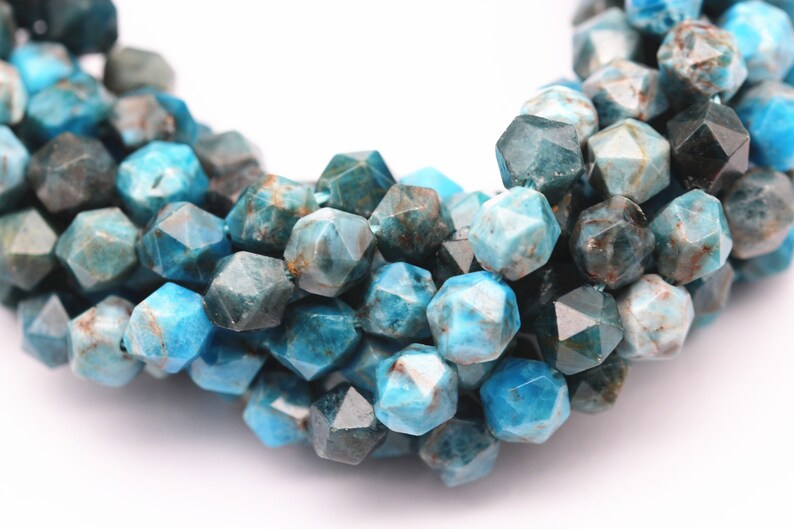 Apatite Faceted Star Cut Beads 8mm 15.5 Strand