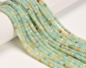 Natural Multi-color Amazonite Smooth Rondelle Beads Size 2x4.5mm 15.5'' Strand