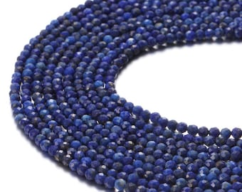 Lapis Lazuli Faceted Round Beads 2mm 3mm 4mm 5mm 15.5&quot; Strand
