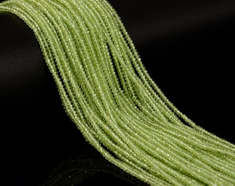 Natural Peridot Faceted Rondelle Beads Size 1.5x2mm 15.5'' Strand