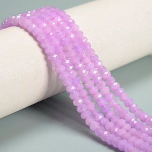 Natural Lavender Jade Faceted Rondelle Beads Size 4x6mm 15.5'' Strand