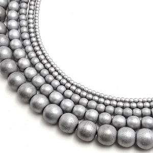 Silver Hematite Matte Round Beads 2mm 3mm 4mm 6mm 8mm 10mm 12mm 15.5" Strand