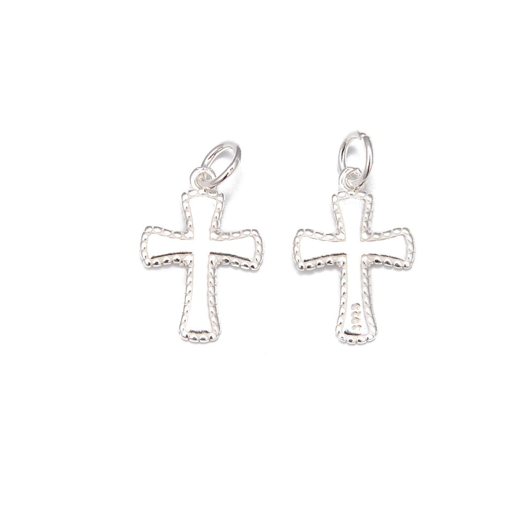 925 Sterling Silver Crucifix Cross Charm Pendant Size 12x18mm 3pcs per ...