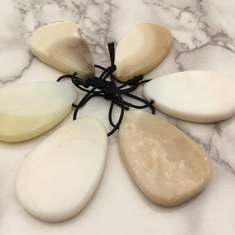 White Opal Pendant Irregular Teardrop Shape Size Approx 25x40mm