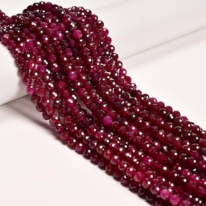Natural Grade AA Ruby Micro Faceted Round Beads Size 6mm 15.5'' Strand