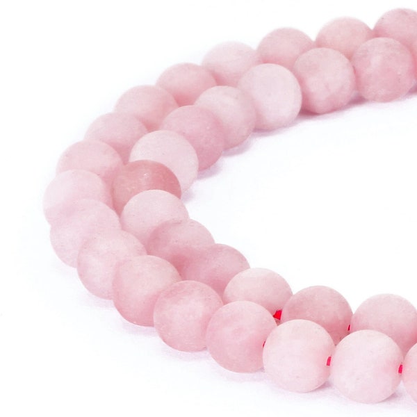 Rose Quartz Matte Round Beads 4mm 6mm 8mm 10mm 12mm 15.5" Strand