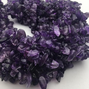 Amethyst Irregular Pebble Nugget Chips Beads Size 7-8mm 34 Strand image 1