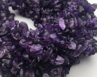 Amethyst Irregular Pebble Nugget Chips Beads Size 7-8mm 34" Strand