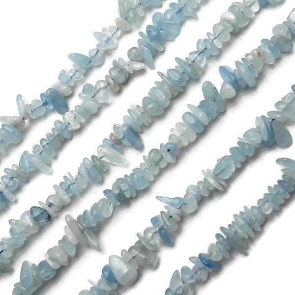 Aquamarine Irregular Pebble Nugget Chips Beads Approx 7-8mm 34" Strand