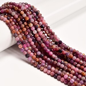 Genuine Ruby Faceted Round Beads 5mm 6mm 7mm 8mm 9mm 10mm 11mm 15.5" Strand