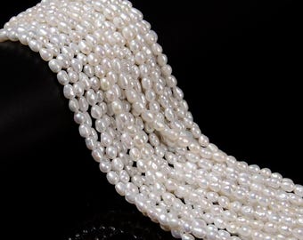 White Natural Fresh Water Pearl Baroque Shape Beads Size 4x5mm 14.5'' Strand