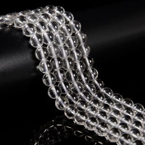 Clear Quartz Smooth Round Beads Size 4mm 6mm 8mm 10mm 12mm 14mm 15.5&quot; Strand