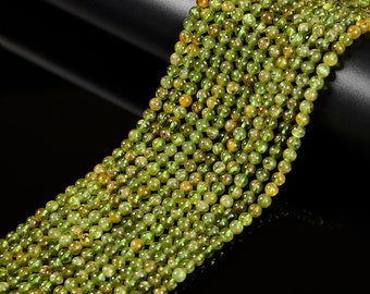 Natural Peridot Smooth Round Beads Size 4mm 15.5'' Strand
