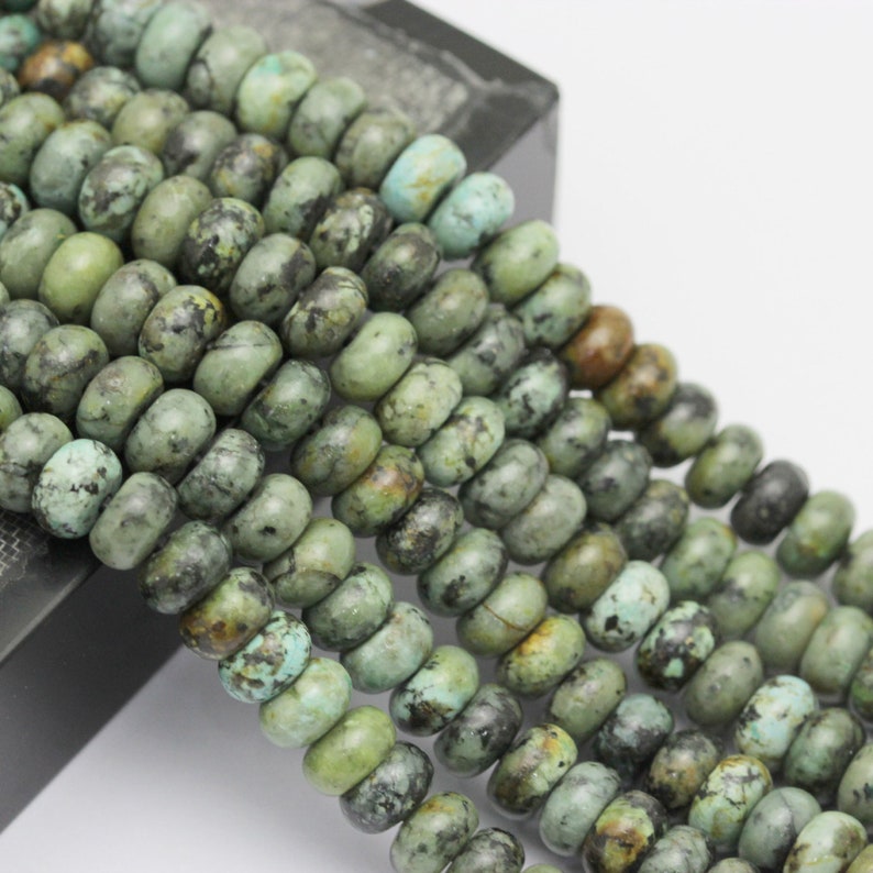 2.0mm Hole African Turquoise Smooth Rondelle Beads 5x8mm 6x10mm 8 Strand