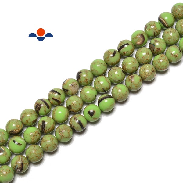 Mohave Green Turquoise Smooth Round Beads Size 6mm 8mm 10mm 15.5'' per Strand