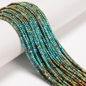 Gradient Natural Genuine Turquoise Smooth Round Beads Size 2mm 15.5&#39;&#39; Strand