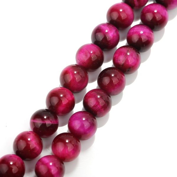 NATURAL Gemstone Pink Tiger-eye, Smooth Round,4mm, 6mm,8mm,10mm,12mm, Full Strand 16" Not Treated In Any Way! Natural Color Guarantee