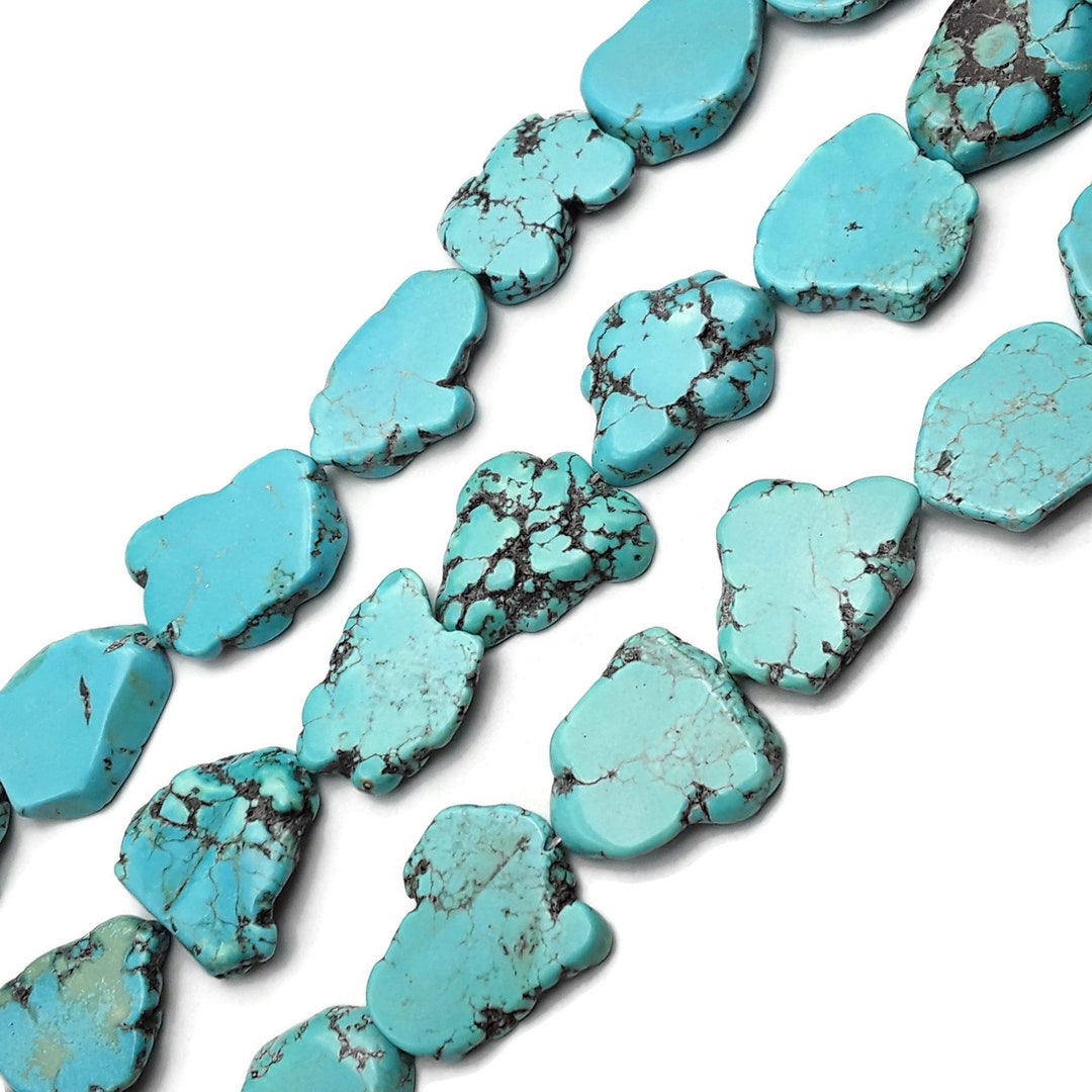 8 Turquoise Blue Magnesite Matrix Teardrop Gemstone Beads