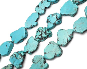 Blue Magnesite Turquoise Freeform Slab Slice Beads 30mm 35mm 40mm 15.5" Strand