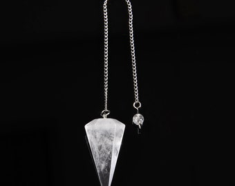 Clear Quartz Pendulum Pendant Healing Point Approx 40x18mm with 8" Chain