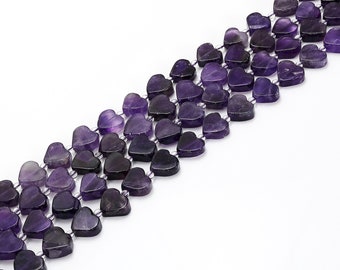 Natural Amethyst Heart Shape Beads Size 14-15mm x 15-17mm 15.5'' Strand