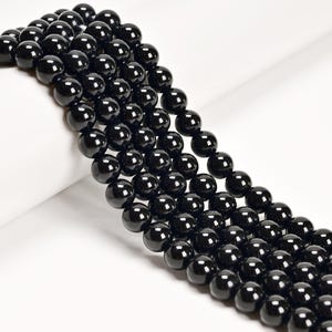 2.0mm Hole Black Onyx Smooth Round Beads 6mm 8mm 10mm 12mm 15.5&quot; Strand