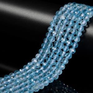 Natural Blue Topaz Faceted Round Beads Size 4mm 5mm 15.5&#39;&#39; Strand
