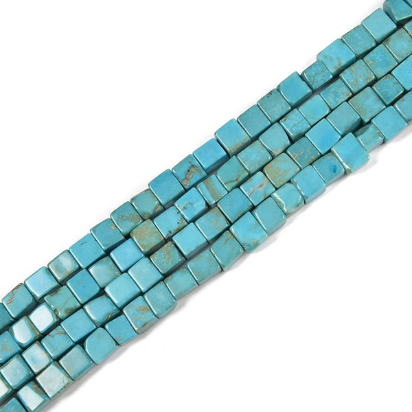 Blue Turquoise Cube Beads Size 4-5mm 15.5'' Strand