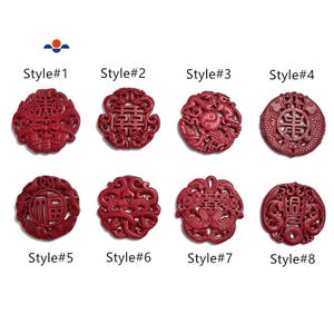 Red Jade Hand Carved Pendant Size 60-65mm Eight Styles Sold by Piece